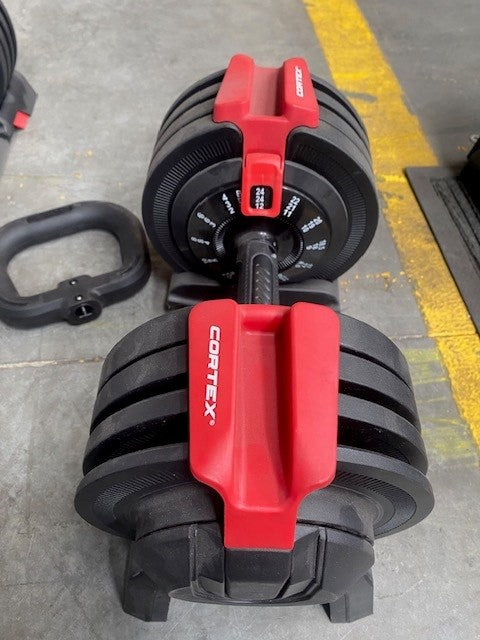 Refurbished - CORTEX Revolock V2 24kg Adjustable Dumbbell (Single) + Barbell with 25kg weights + 1x Kettlebell handle conversion